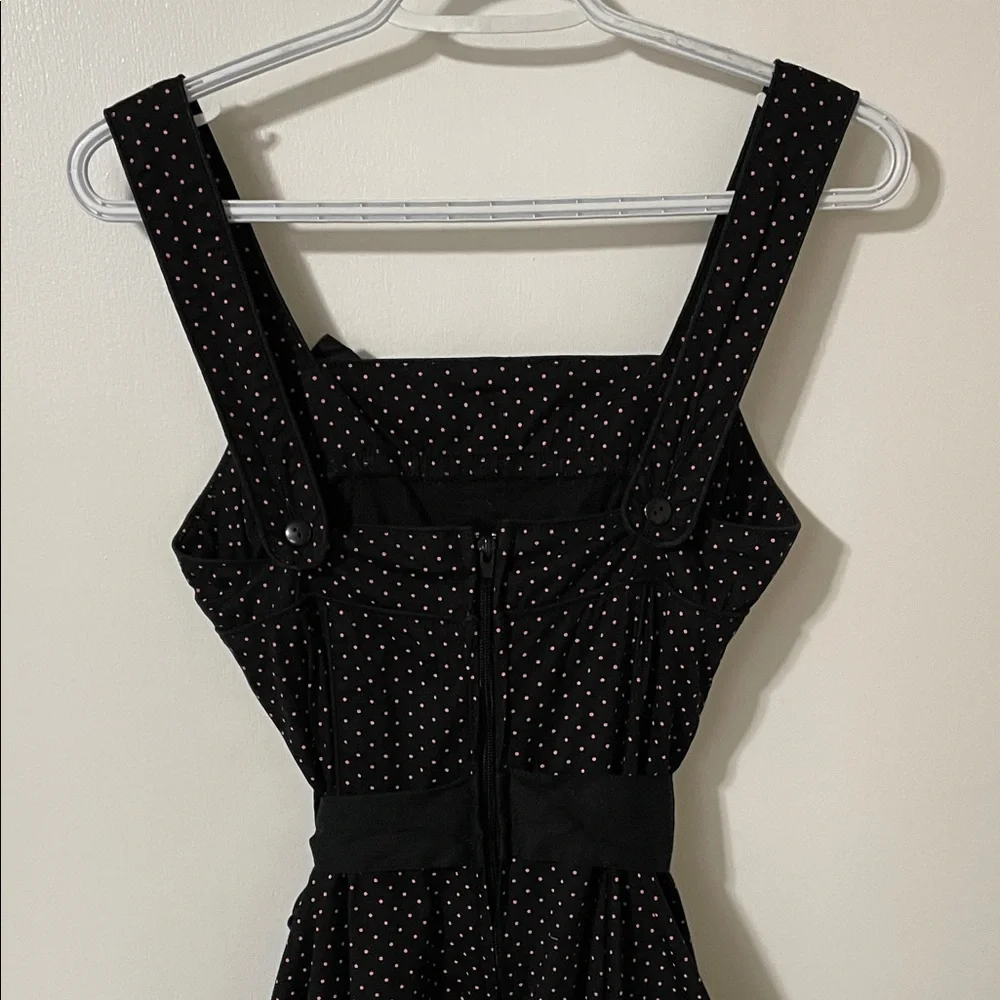 Hell Bunny Black with Pink Polka Dot Rockabilly Dress Size Small - Picture 7 of 13